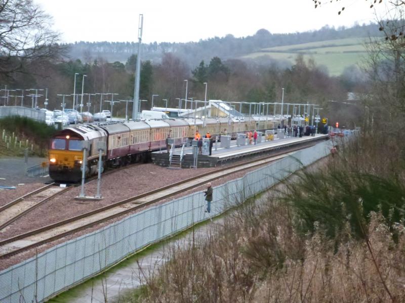 66011 & 66003 at Tweedbank: 66011 ready to leave Tweedbank with a tour train tailed by
66003 Photo of 66011 & 66003 at Tweedbank