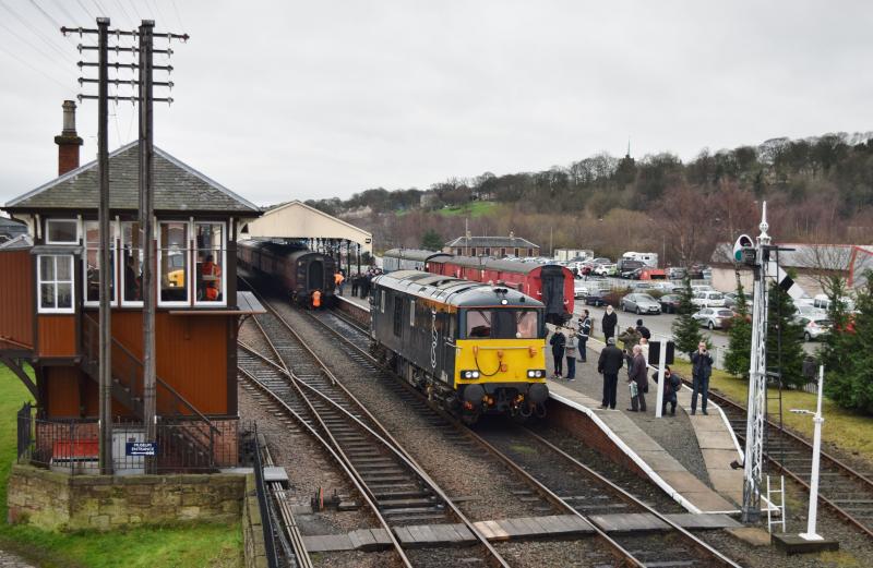 73966 at Bo'ness: Coming off the rear of the 13:00 from Manuel, 3 January 2016 Photo of 73966 at Bo'ness