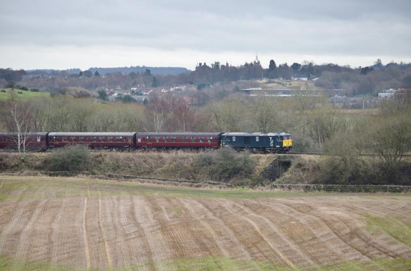 73966 approaching Manuel: Nearing Manuel on the 12:30 from Bo'ness, 3 January 2016 Photo of 73966 approaching Manuel