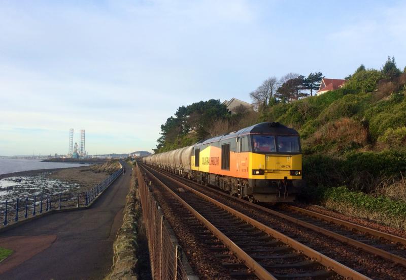 60076 6A65 130116 West Ferry: First Colas operated cement train to Aberdeen with 60076 Photo of 60076 6A65 130116 West Ferry