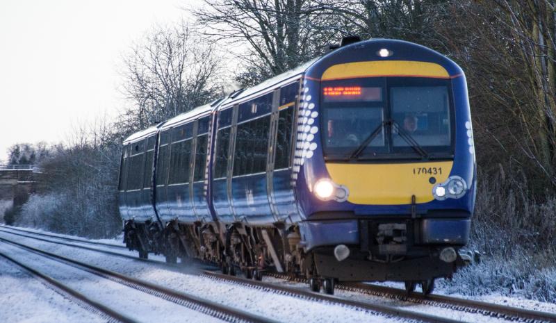 170431: 170431 out in the snow at Forgandenny on Saturday. Photo of 170431