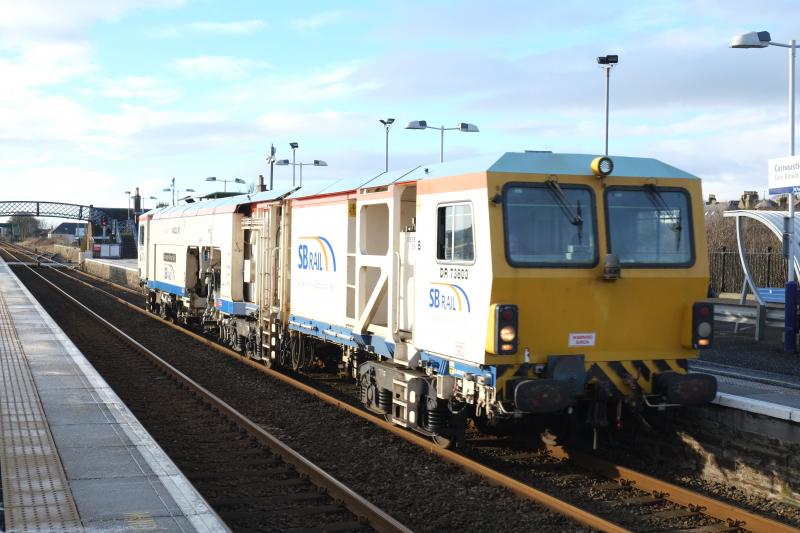 DR73803 at Carnoustie: SBRail DR73803 heads north through Carnoustie for engineering duties on 15th January 2016. Photo of DR73803 at Carnoustie