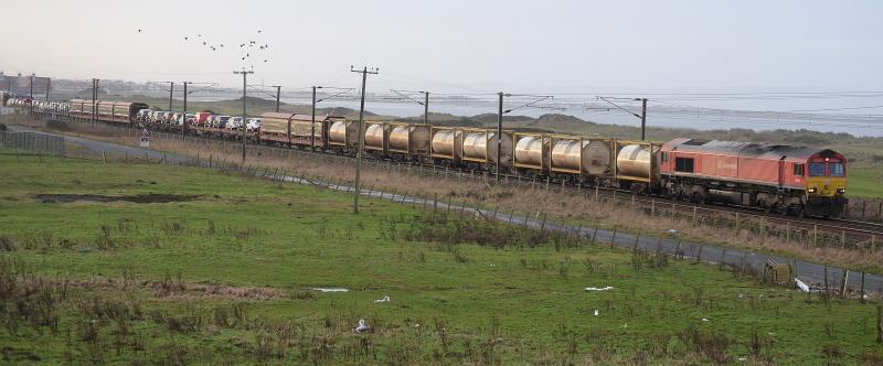 21st century wagonload: A lovely mixed consist on 6X65 at Gailes behind 66101 Photo of 21st century wagonload