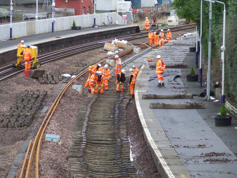 More detailed look at Cupar re-railing 31 Jan 2016: More detailed look at Cupar re-railing 31 Jan 2016 Photo of More detailed look at Cupar re-railing 31 Jan 2016