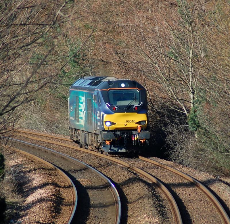 68016 Dundee: Working 0Z83 to rescue the previous evening's 4N83, 68016 approaches Dundee. Sunday 14th February 2016 Photo of 68016 Dundee