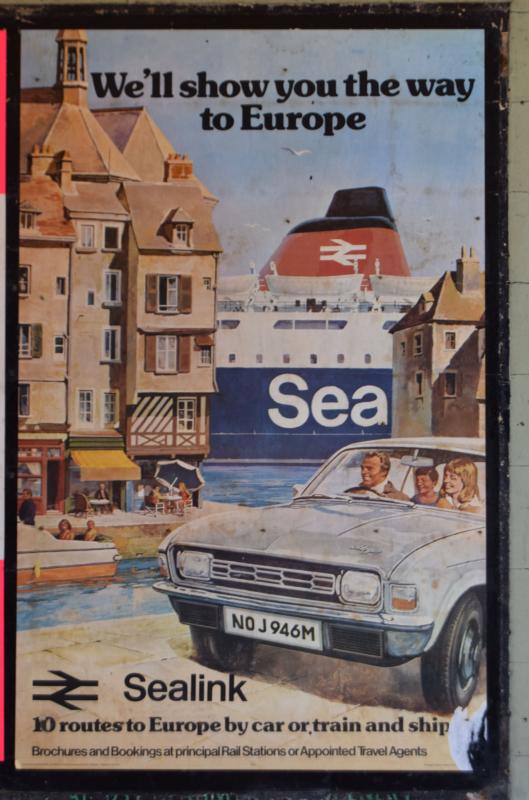 Sealink poster: Uncovered during renovation work at Wemyss Bay. Dated 1974. Photo of Sealink poster