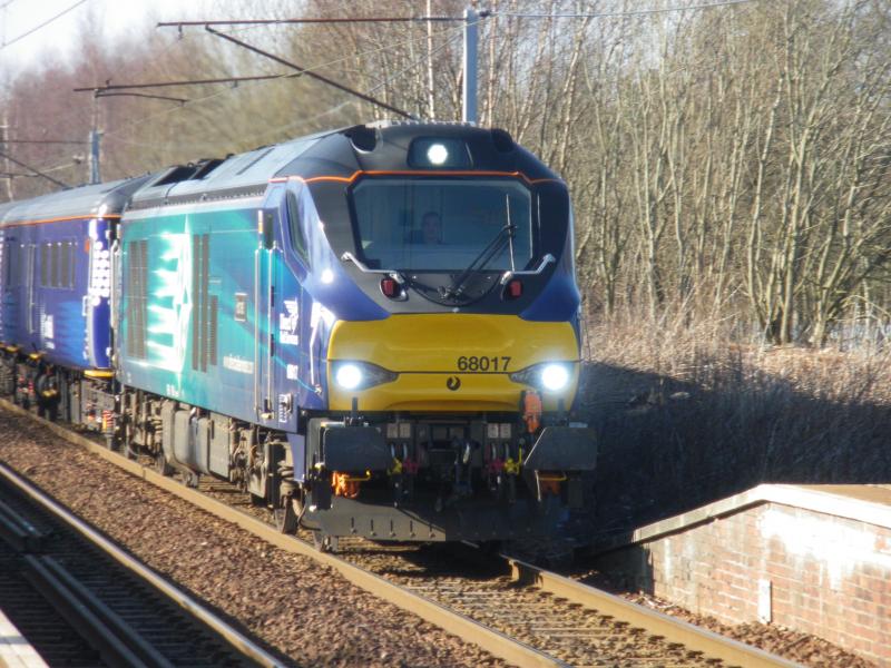 Fife Circle ecs: DRS liveried 68017 passing Holytown with the empties to Edinburgh Waverley Photo of Fife Circle ecs