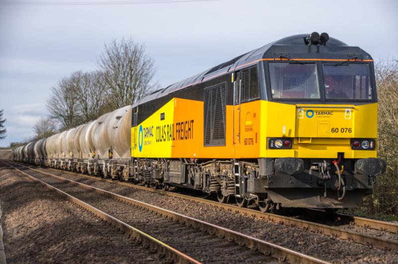 60076: 60076 DUNBAR with 6A65 passes Forgandenny 21/03/16. Photo of 60076
