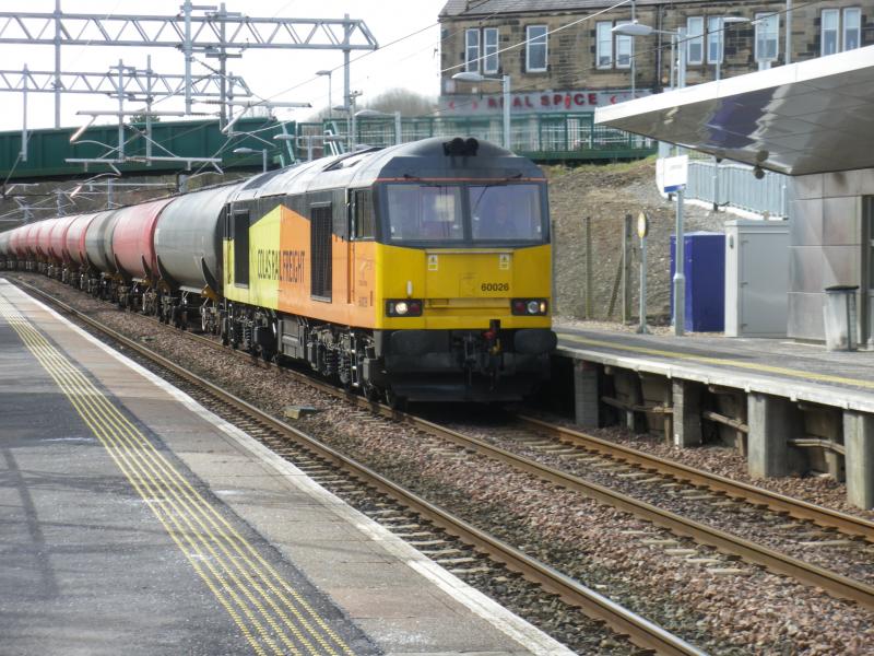 Tanks: Colas 60026 through Cumbernauld 25/03/16 with Dalston-Grangemouth empties Photo of Tanks