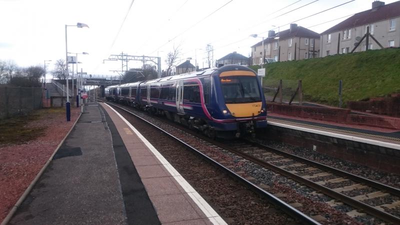 170409 passing Bargeddie: 170409 with the 12.07 Glasgow Central to Aberdeen service passing through Bargeddie station. (30.03.16) Photo of 170409 passing Bargeddie