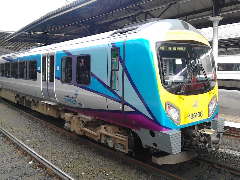 Newcastle Central 06/04/2016: 185108 in new Transpennine Express livery Photo of Newcastle Central 06/04/2016