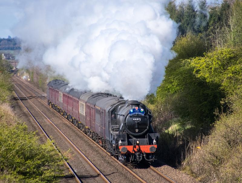 44871: 44871 with the Great Britain IX tour just south of Perth. Photo of 44871