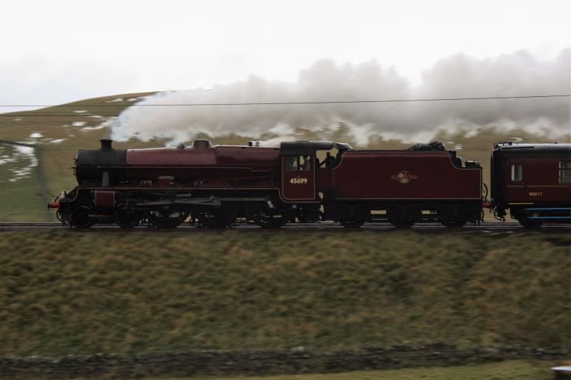 Galatea : 45699 heads past Crawford at speed with the Friday section of the GB1X. Photo of Galatea