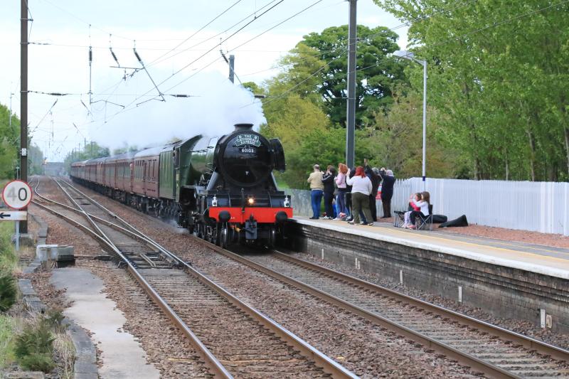 The later Flying Scotsman: 60103 approaching Prestonpans on time on 14/05/2016 with 1Z44 14.59 York to Edinburgh. Photo of The later Flying Scotsman