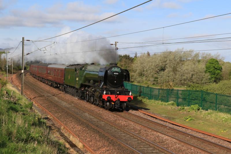 60103 at Monktonhall Jct: 60103 Flying Scotsman on 1Z22 08.17 Edinburgh to York passing Monktonhall Jct on 17/05/2016 Photo of 60103 at Monktonhall Jct