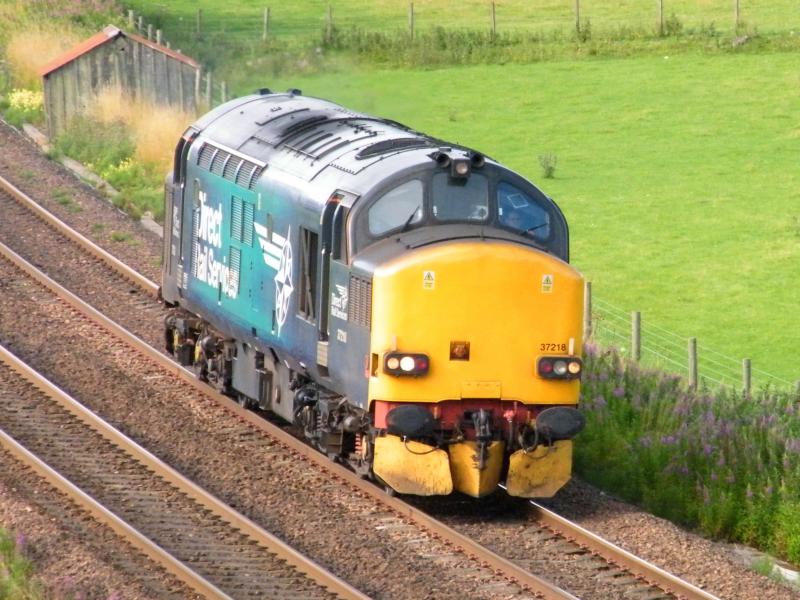 37218 @ Loaninghead - 08 August 2016: '0Z18' running light, from Motherwell TMD to Inverness Photo of 37218 @ Loaninghead - 08 August 2016