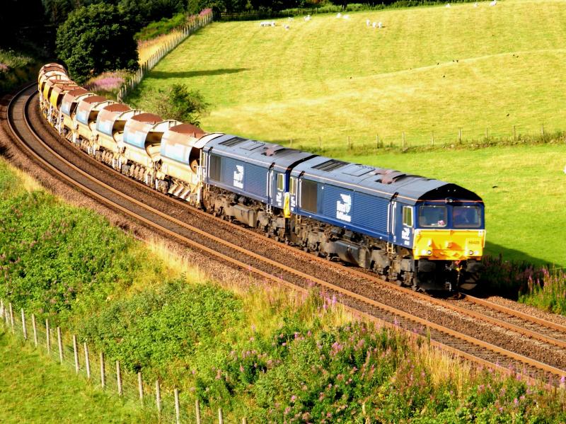 Two shed ballast @ Loaninghead - 10 August 2016: Unexpected late running ballast, powering north, from Mossend to Georgemas Junction Photo of Two shed ballast @ Loaninghead - 10 August 2016