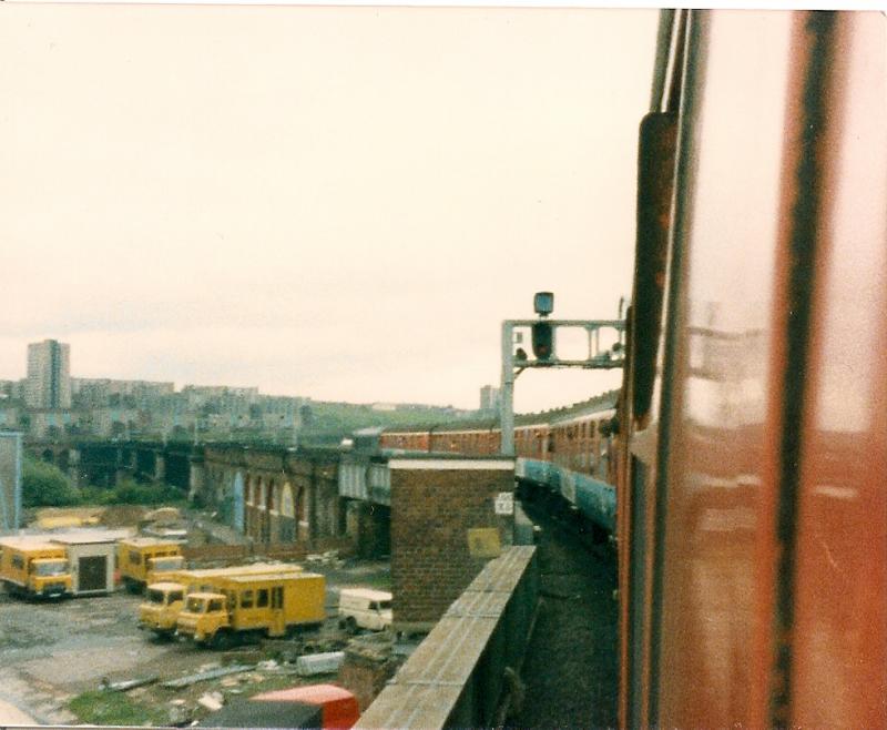45148 Departing Newcastle: My effort of 45148 crossing the River Tyne hauling the Sealink coaching stock on a Tayrail excursion from Arbroath to Derby which my parents and I took to Sheffield. Photo of 45148 Departing Newcastle