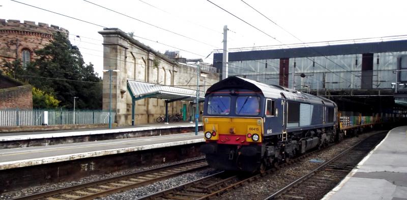 66418 at Carlisle: Freightliner 66418 waits at Carlisle with an Engineers Train on Sunday 11th September 2016 Photo of 66418 at Carlisle