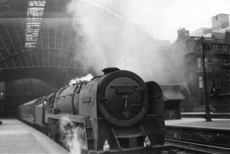 Nae shops then........: Britannia 70006 ROBERT BURNS at St Enoch with the 4.45pm Parcels van for Carlisle in March 1964. Not long afterwards, these services were relocated to the new Glasgow Parcels Station at Salkeld Street. Photo of Nae shops then........