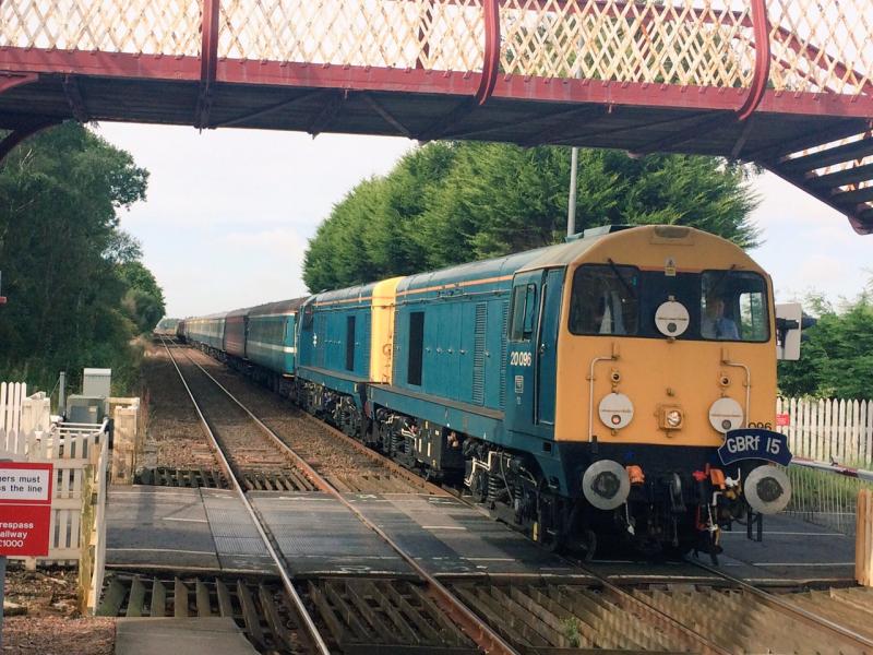 GBRf 15 tour at Barry Links: GBRf 15 tour 1Z15 led by 20096 and 20107 passes Barry Links on 10th September 2016 at 10:58. iPhone pic courtesy of Miss E Allan. Photo of GBRf 15 tour at Barry Links