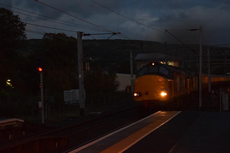 Autumn West Highlander Dumbarton Central 30 Sept 16: DRS Class 37s #37601/37612 approach Dumbarton Central with the Autumn West Highlander to Fort William running on time Photo of Autumn West Highlander Dumbarton Central 30 Sept 16