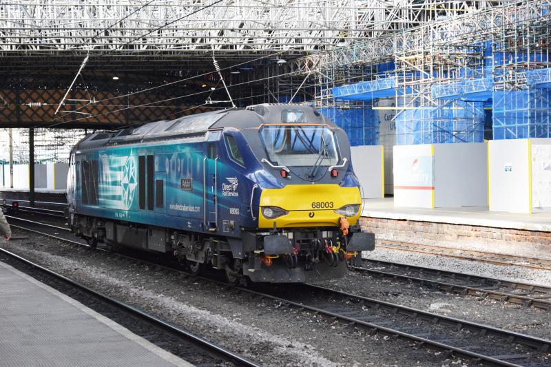 DRS 68003 Astute at Carlisle: 68003 in one of the centre roads at Carlisle on 5 October 2016 Photo of DRS 68003 Astute at Carlisle
