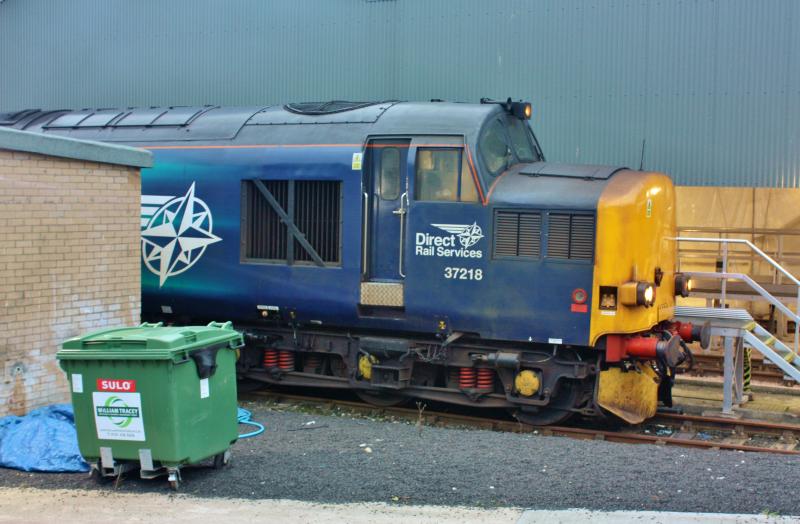 37218: parked at perth carriage shed, arrived earlier on 0Z38 from motherwell. Photo of 37218