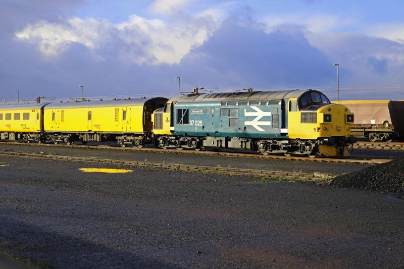 37025 stabled in Falkland yard: Photo of 37025 stabled in Falkland yard