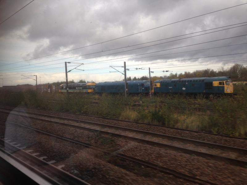 26007, D182 & 47765: 26007 sits at the Southern end of a trio of preserved locomotives today just north of Peterborough 16/11/16 Photo of 26007, D182 & 47765