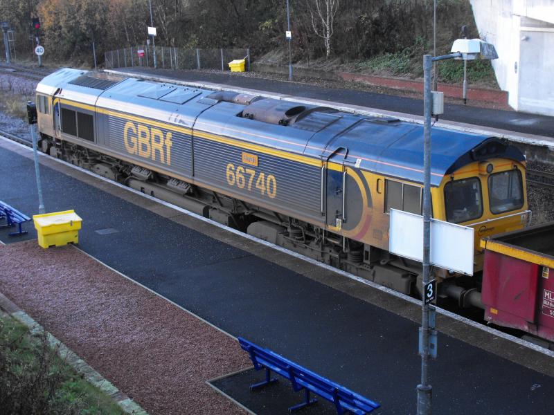 66740 Sarah at Larbert on 6K41: 66740 sitting at Larbert on 6K41 engineers train on 19.11.16. Photo of 66740 Sarah at Larbert on 6K41
