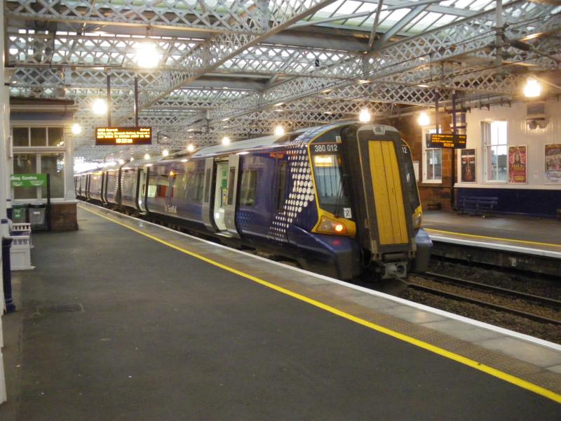 Gourock All Stops: 380012 pauses at Paisley Gilmour Street with an all-stations Glasgow Central-Gourock service Photo of Gourock All Stops
