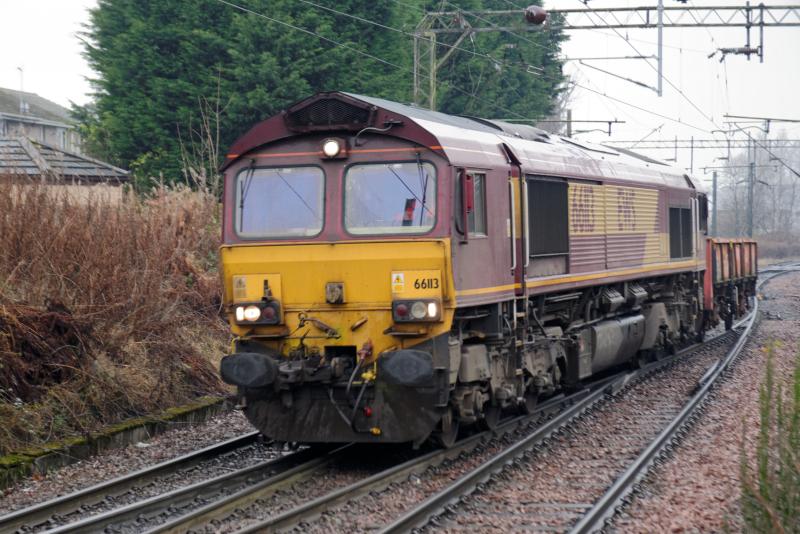 66113 passes Westerton: Class 66 No. 66113 passes Westerton at 1231 on 6 December 2016 on 1114 Glen Douglas to Mossend Up Yard working Photo of 66113 passes Westerton