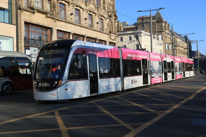 Tramspotting: Tram 251 in the latest advert Tramspotting in Princes St on 26-01-2017.I wonder where they got the idea from? At least there is a tram. Photo of Tramspotting