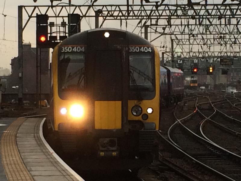 350404 at Glasgow Central: TransPennine Express Class 350 No.350404 arrives Glasgow Central on Monday 23rd January 2017 after forming the 1S51 11:00 from Manchester Airport. Photo of 350404 at Glasgow Central