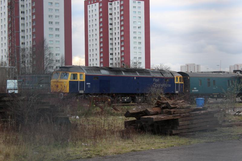 Photo of 47815 in the sidings at Glasgow Works