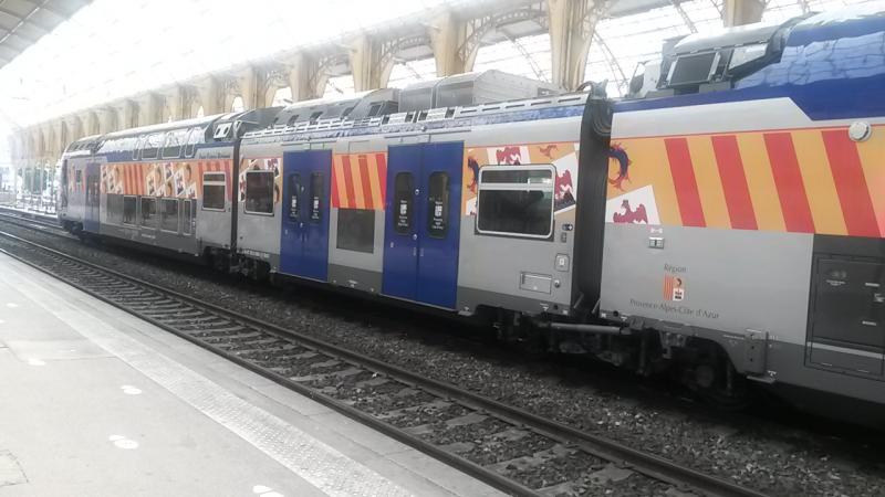 Articulated Bogey: New train introduced on TER in Southern France, 2016, with one bogey betwean coaches. Photo of Articulated Bogey