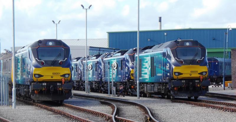 Kingmoor 68s and 88s: New 88s 008/004/005 and 003 out of sight stabled at Kingmoor with 68001 /005 Photo of Kingmoor 68s and 88s