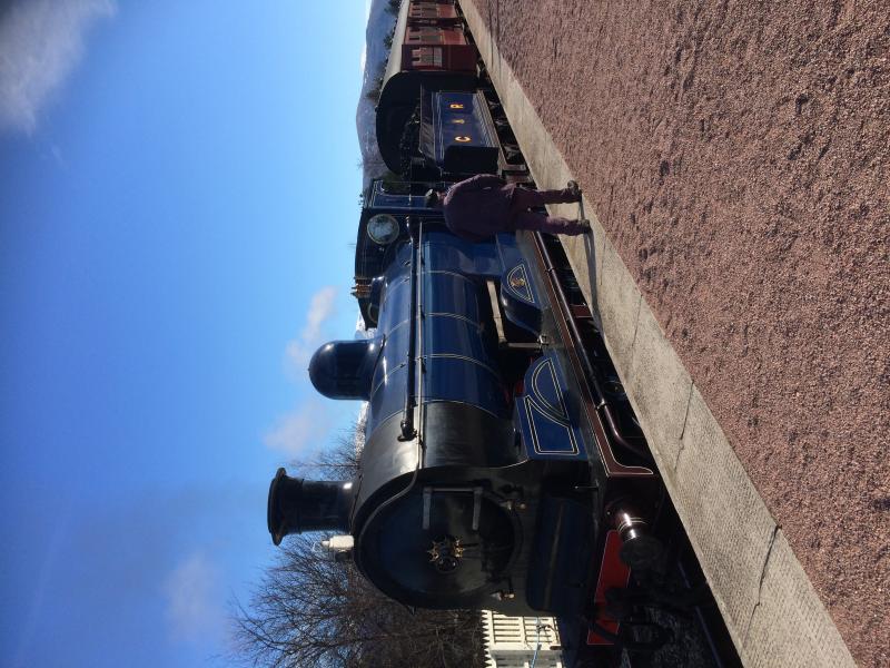 Caledonian 828: Cally 828 seen at Aviemore on Saturday 25/03 on its first day back in service. Waiting to work the 1445 to Broomhill Photo of Caledonian 828