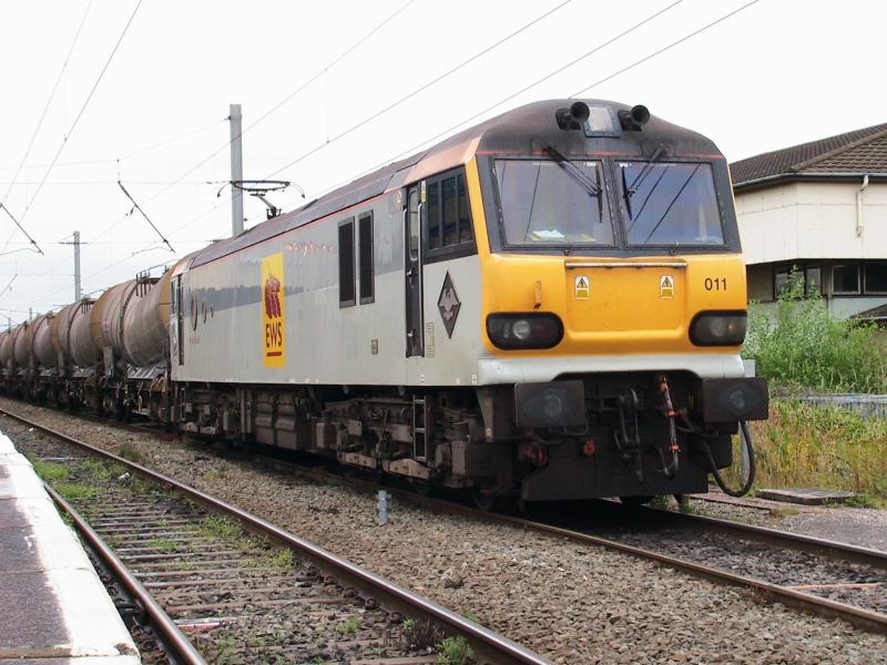 92011: 92011 on mossend to wembley empty china clays stops at warrington bank quay for crew change 17 july 2008 Photo of 92011