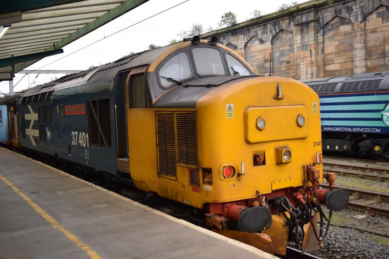 DRS Class 37 37401 at Carlisle: DRS Class 37 #37401 Mary Queen of Scots at Platform 1 at Carlisle awaiting departure for Barrow-in Furness on 20 April2017 Photo of DRS Class 37 37401 at Carlisle