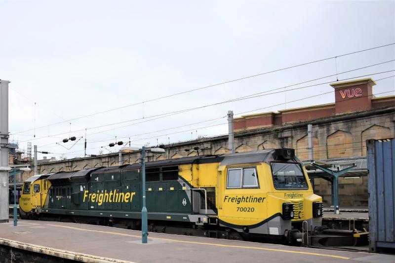 Class 70 on Daventry-Coatbridge 20.4.17: Freightliner Class 70 70020 on the Daventry-Coatbridge intermodal at carlisle on 20 April 2017 Photo of Class 70 on Daventry-Coatbridge 20.4.17