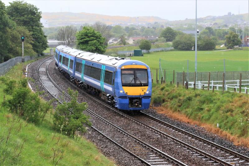 170204: 170204 0n 5E04 10.02 Kilmarnock Bonnyton Depot to Doncaster West Yard passing Peffermill playing fields in the rain on 20/05/2017 Photo of 170204