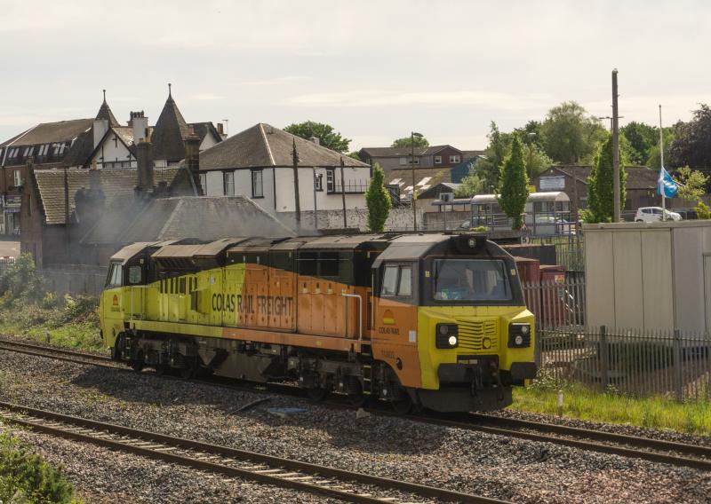 Photo of 70802 passes Larbert with 0Z60 for Aberdeen. 28.5.17