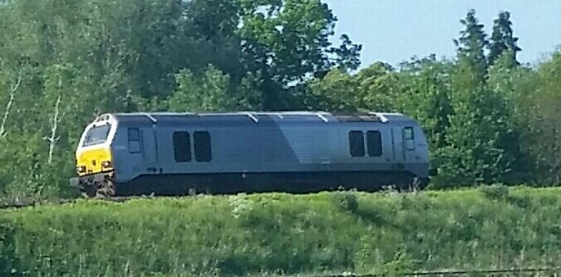 Thunderbird to the rescue: 67014 rides to the rescue of the HST involved with rogue cow . signal checked at Cupar . Photo of Thunderbird to the rescue
