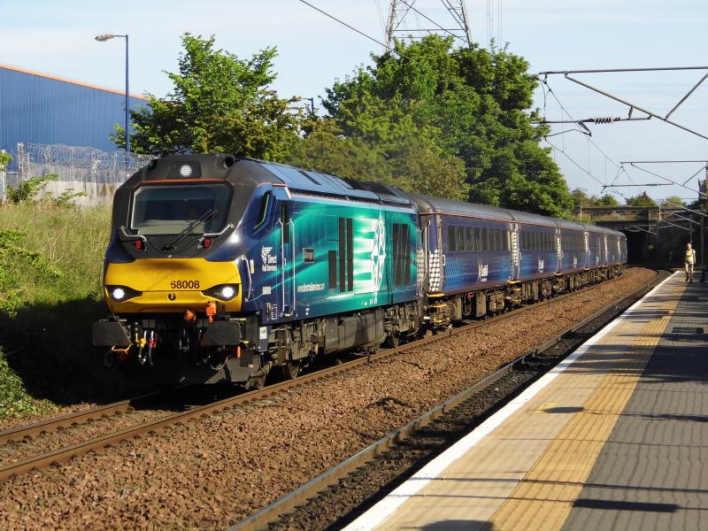 68008 Brunstane: Normally on Chiltern duties 68008 has recently had some trips on the Fife Circle. Pictured at Brunstane on 5K19 ECS to Motherwell on 31 May 2017. Photo of 68008 Brunstane