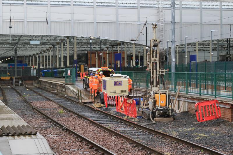 Site Investigation: Site Investigation rig at the former motorail bay at Waverley, classes 67 & 92 would have been in the way. Photo of Site Investigation