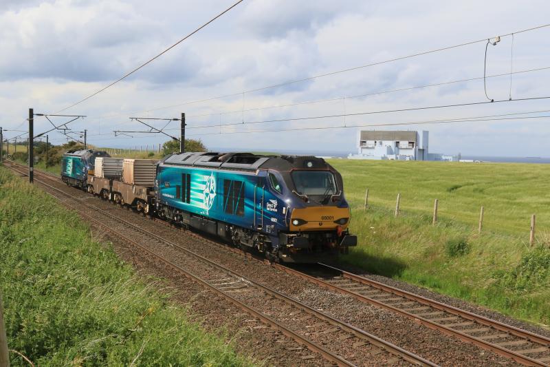 6M50: 68001 leading 6M50 15.12 Torness to Carlisle east of the Innerwick crossovers 68023 on the rear on 15/06/2017 Photo of 6M50