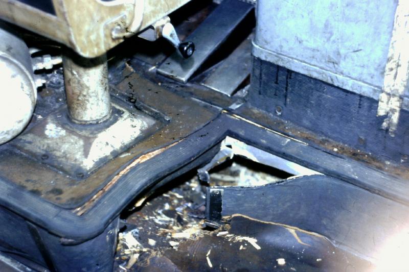 47418 Dundee 18/6/1976: The area around the drivers seat of 47418 as it awaits collection to go to Crewe for repairs after being involved in a collision at Laurencekirk on the 12th June. Photo of 47418 Dundee 18/6/1976