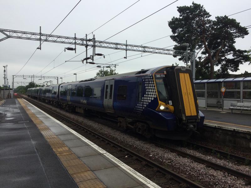 380114 at Bishopton: 380114 with the 1G67 11:25 Glasgow Central to Gourock service calls at Bishopton on Wednesday 21st June 2017. Photo of 380114 at Bishopton